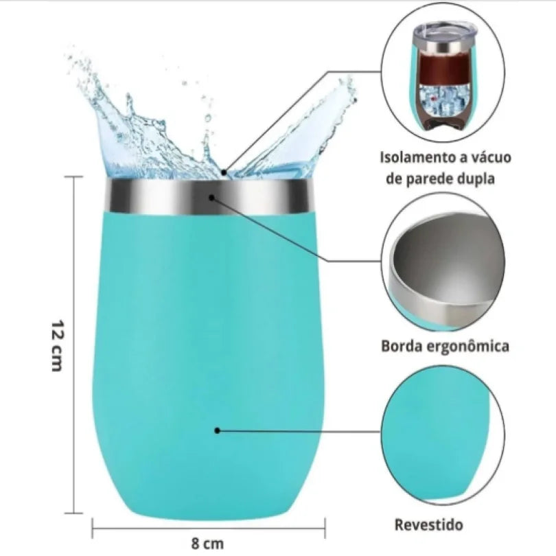 Copo Térmico Em Aço Inox Quente E Frio 360ml